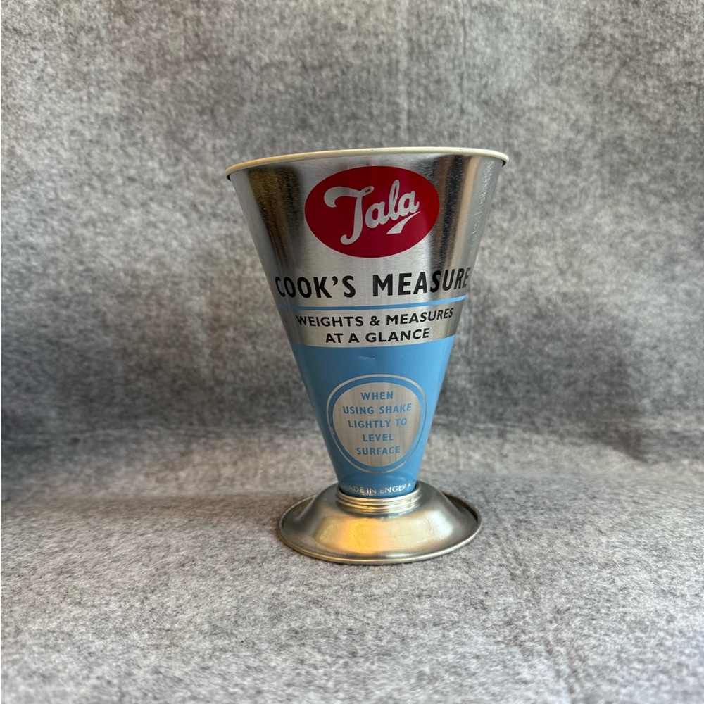 Vintage Tala Cook’s Dry Measure Tin Measuring Cup Weights Measures at a Glance